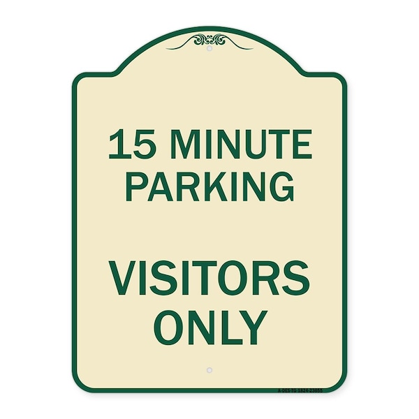 Reserved Parking 15 Minute Parking for Visitors Heavy-Gauge Aluminum Sign, 24" x 18", TG-1824-23055